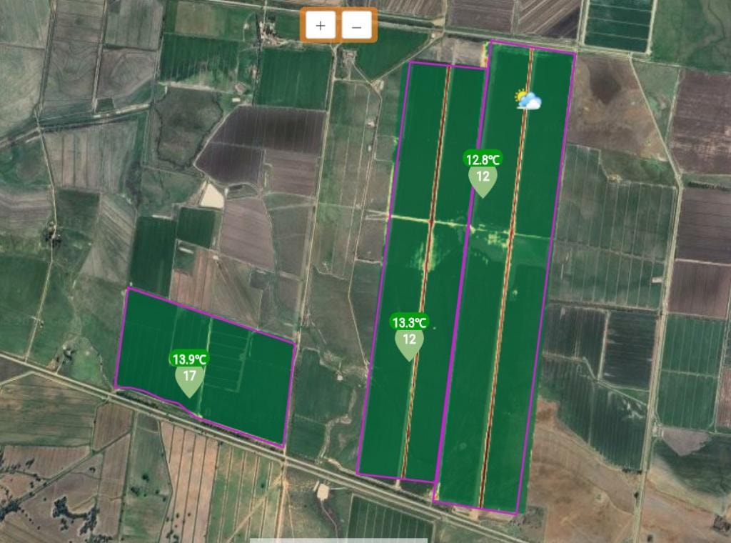 Standard NDVI satellite view of broadacre crop fields